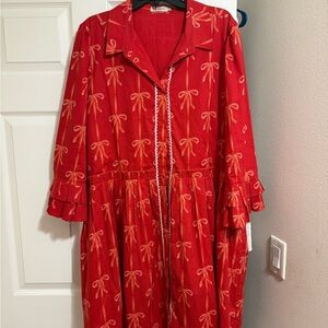 Red Dress with Bow Pattern